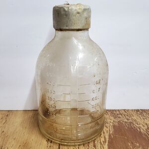 Vintage Glass Hanging IV Bottle Hospital Liquids 500cc Dispensing Filling w/Lid